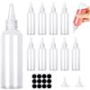 Amentalove 12PCS 100ml Bottiglia Squeeze di Plastica, Trasparente Bottiglie per Squeeze con Tappi,Spremere Bottiglie di Plastica, Vuote Condimento Dispenser con Imbuti per Liquidi Olio Ketchup Senape