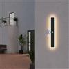 Klighten Led Lunga Applique da Esterno/Interno, Lampada da Parete con Sensore di Movimento 60CM/20W, IP65 Luce da Parete Acciaio inossidabile+Acrilico, per Villa/Terrazzo, Bianco Caldo 3000K, Nero