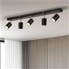 Gr4tec Faretti LED Soffitto Orientabili 5 Luci, Faretto LED Interno da Soffitto con 5 x GU10 4000K Bianco Naturale 550LM 6W, Binario Faretti LED Lampadario da Soffitto Nero per Soggiorno Corridoio