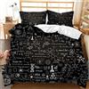 FANSU Set di Biancheria da Letto di 3D Formula Stampa, Microfibra Set Copripiumino e Federa per Letto Singolo Matrimoniale (Formula Chimica,140x200cm)