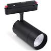 VR VETRINEINRETE Faretto spot led cob 14 watt magnetico faro binario track elettrificato 48V nero orientabile luce calda o naturale (Luce Calda 3000k)