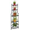 Relaxdays Fioriera ad Angolo Gothic, Metallo, 5 Mensole, Pieghevole, Resistente alle Intemperie, HLP160x36x36 cm, Nero