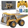 LioMaxi Camion Ribaltabile Telecomandato 9 Canale, Scala 1:20, Quattro Ruote Con Luci e Suono - Giocattolo Spazzatura Dumper per Bambini - Regalo
