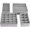 Songmics Divisore per Cassetti, Portabiancheria Pieghevole, Organizzatore per Guardaroba, per Slip Calzini Reggiseni Cravatte, Set di 4, Grigio Chiaro, RYUS04W