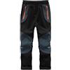 Zzkouine Pantaloni Softshell Bambino Caldo Pantaloni Invernali Trekking Ragazzo Pantaloni Neve Bambino Impermeabili con Fodera in Pile, Verde/Grigio 152-158