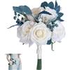 Huilimei Bouquet da sposa con piccole rose blu pavone artificiale bouquet da sposa damigella d'onore romantico fiori per cerimonie nuziali e chiesa decorazione della casa