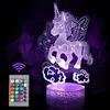 JOLLYEEP Luce Notturna Unicorno per Bambini, Regali Unicorno per Ragazze, Telecomando 16 Cambia Colore Dimmerabile, Lampada da Illusione 3D a Luce LED per Cameretta Arredamento Camera da Letto