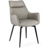 Konte.Design Set di poltroncine LAWRENCE in ecopelle tortora e gambe acciaio nero, con braccioli