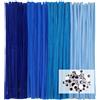 TOAOB THE ONE AND ONLY BABY TOAOB 100 Pezzi Scovolini per Lavoretti Blu Pipe Cleaner Bastoncini Decorativi e 100 Occhi Mobili Adesivi per Bambole Pupazzi Artigianato Scrapbooking Fai da Te