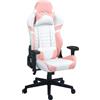 Sedia da Gaming in Finta Pelle Reclinabile Fino 155° con Poggiatesta e Supporto Lombare, Rosa