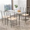 RELAX4LIFE Set Tavolo da Pranzo con 4 Sedie con Schienale Alto, Tavolo da Pranzo in Vetro 107X70X76 cm con Struttura in Metallo, Stile Moderno per Sala da