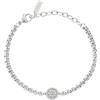 Breil TJ3217 Collezione Ketch, Bracciale Uomo in Acciaio Lucido, con Elemento Centrale Tondo in Acciaio con Simbolo da Marinaio, Pratica Chiusura a Moschettone, Taglia Unica