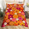 Homemissing Set di biancheria da letto matrimoniale anni '60 e '70 Groovy per bambini retrò hippie fiore set copripiumino per ragazzi ragazzi vintage boho pianta floreale copripiumino colorato copriletto 3 pezzi