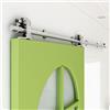BONIKLUBA Binario per Porta Scorrevole Inox 152cm Kit Porta Scorrevole Nera per 1 Porte Scorrevoli Interno Esterno Muro 76cm Larga, Acciaio Inossidabile T Forma