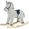 HOMCOM Cavallo a Dondolo per Bambini 3-6 Anni Interattivo Grigio 64x73x35cm