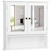 Yaheetech Armadietto Bagno con Specchio Mobiletto da Muro Pensile Sospeso Mobile da Parete con 2 Ante Bianco 56 × 13 × 58 cm