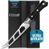 Cutluxe Coltello Formaggio 13 cm - Lama Forcata, Seghettata e Antiaderente - Acciaio Tedesco ad Alto Tenore di Carbonio - Maniglia Ergonomica - Serie Artigianale