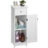 BAKAJI Mobile a Colonna per Bagno con Anta Cassetto e 2 Ripiani Interni Mobiletto Armadietto in Legno MDF Colore Bianco Dimensione 32 x 30 x 87 cm