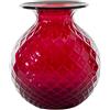 VENINI SPA VASO MONOFIORE BALLOTON, FORO GRANDE ROSSO, S - h 16,5 cm x d 14 cm