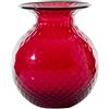 VENINI SPA VASO MONOFIORE BALLOTON, FORO GRANDE ROSSO, M - h 21,5 cm x d 18 cm