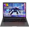 bvate PC Portatile 16GB RAM 512GB 1TB SSD Espansione Core i3 (fino a 3,2Ghz) Notebook 16 Pollici Computer Portatile 1920 * 1200 IPS UHD Tipo C 5G WiFi con mouse & adesivi per tastiera Italiana-Grigio