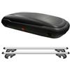 AUTOKIT BOX Baule 400 LT. + Barre Portatutto Tetto auto COMPATIBILE con JEEP Renegade