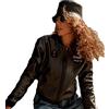 Selente #Fashionista Giacca/Camicia Donna in Similpelle/Jeans, MOD. 1 Nero Biker, L