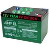 ANFEL Batteria Ricaricabile al Piombo 12V 12Ah Adatta per ups allarmi Solare, trazione elettrica monopattini Bici Rinforzata