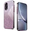 WBWONE Glitter Cover per OPPO A78 5G / A58 5G, Bordo Elettroplaccato, Custodia Morbida con Adesivi Scintillio, Anti-Graffio Case - Rosa