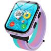 PTHTECHUS Smartwatch per bambini 4G, orologio telefonico per bambini con funzione di chiamata, chiamate bidirezionali, fotocamera, MP3, SOS, scheda di apprendimento, regalo per ragazzi e ragazze viola