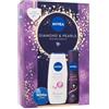 Nivea Diamond & Pearls Cofanetti crema universale Creme 30 ml + antiperspirante Pearl & Beauty Black 150 ml + doccia crema Diamond & Argan Oil 250 ml per donna