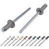 Marcopol Confezione da 100 rivetti ciechi verniciati, 3,2 x 8 mm, testa a cupola, DIN 7337, rivetti in alluminio e mandrino in acciaio, rivetti pop (100, alluminio grigio RAL 9007)