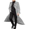 HANXIULIN Giubbotto Leggero Ragazzo Trench Lungo da Uomo Autunno e Inverno Cappotto Doppiopetto con Cintura Giacca Ampia Giubbotti (Grey, S)