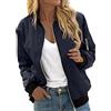 HANXIULIN Giacca Corta da Donna Manica Lunga Allentata Casual Giacca in Felpa con Cerniera in Stile Motociclista Giacca Pilota Outwear Giacca Corta Giubbotto Bomber Giubbotto Biker Giubbotto da Volo