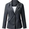 HANXIULIN Blazer da donna a maniche lunghe, temperamento, business, abbigliamento per il tempo libero, felpa con tasche stampate, morbido e delicato sulla pelle, grigio scuro, 5X-Large