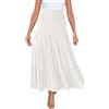 HANXIULIN Gonna estiva da donna, elegante, elastica, casual, lunghezza al ginocchio, mini gonna con stampa lunga allungata, gonna a scacchi lunga, Bianco #2., S