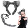 UILYNIU Accessori Costume da Lupo Set Orecchie e Coda da Lupo Grigio Cosplay Animale per Halloween Festa(2)