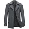 KUDMOL Cappotto invernale da uomo, cappotto corto in lana, con colletto alto, cappotto di lana di lunghezza media per lavoro tempo libero peacoat, Nero , XXL