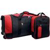 iN Borsa da viaggio pieghevole con ruote in plastica. Utilizzare come valigia leggera o zaino. Ideale per viaggi, kit sportivi e attrezzature. Nero/rosso, Borsone grande con ruote