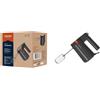 Grundig HM 5320 - Frullatore manuale, potenza 425 W, 5 livelli di velocità + turbo, accessori in acciaio inox di alta qualità, lavabili in lavastoviglie, colore: Grigio/Terracotta