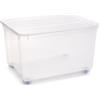 DRW Scatola portaoggetti in PVC trasparente con coperchio da 150 litri 48x80x60 cm