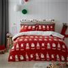 Bedlam - Copripiumino natalizio in pile con orsacchiotto - Singolo (140 x 200 cm) - Reversibile - 1 federa - Biancheria da letto natalizia in pile con Babbo Natale/Babbo Natale - Biancheria da letto
