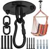 Morzejar Gancio da soffitto resistente, girevole a 360°, nero, gancio pesante per amaca girevole 304, in acciaio inox 304, gancio per altalena, per soffitto, veranda in legno, palestra, yoga, gancio