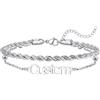 U7 Cavigliera Donna Bracciale Personalizzato con Nome, 04 Stile Cavigliera Donna Acciaio Inossidabile a Catena Spirale, Argento Cavigliera Bracciale con Nome Donna, Idee Regalo per Ragazza Donne