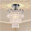 FRIXCHUR Lampadario da soffitto moderno in cristallo, per corridoio, 3 ripiani, con gocce di pioggia, per camera da letto, soggiorno, sala da pranzo (cromato)