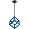 iDEGU Lampadario a sospensione moderno a Forma di Cubo Stile Geometrico E27 Lampada da Soffitto Vintage in Metallo per camera da letto, soggiorno, ristorante - 16cm, Blu