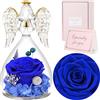 Sunia Rosa Eterna Regalo Donna, Rosa Stabilizzata Vera in Angel Cupola Regalo Mamma, Angelo Figurine di Vetro Regalo Nonna, Regalo Donna Compleanno, Regali Natale San Valentino Festa della Mamma