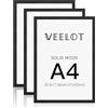 Veelot® 3x Cornice Foto in Legno Ayous nero A4 21x29.7cm,Passepartout 15X21cm,Legno di 21x30 Cornici per di documenti e diplomi - Montaggio a parete o esposizione da tavolo