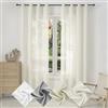 WOLTU Tenda con Occhielli Effetto Lino, Oscurante Opaca, Tenda Termica Semitrasparente Moderna, per Soggiorno Camera da Letto, 135 x 175cm, Crema