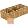 myHomeBody Cesto in vimini con 3 scomparti, cesti in tessuto per l'organizzazione, organizer e stoccaggio, cesto portaoggetti per WC, noce scuro, 1 pezzo
